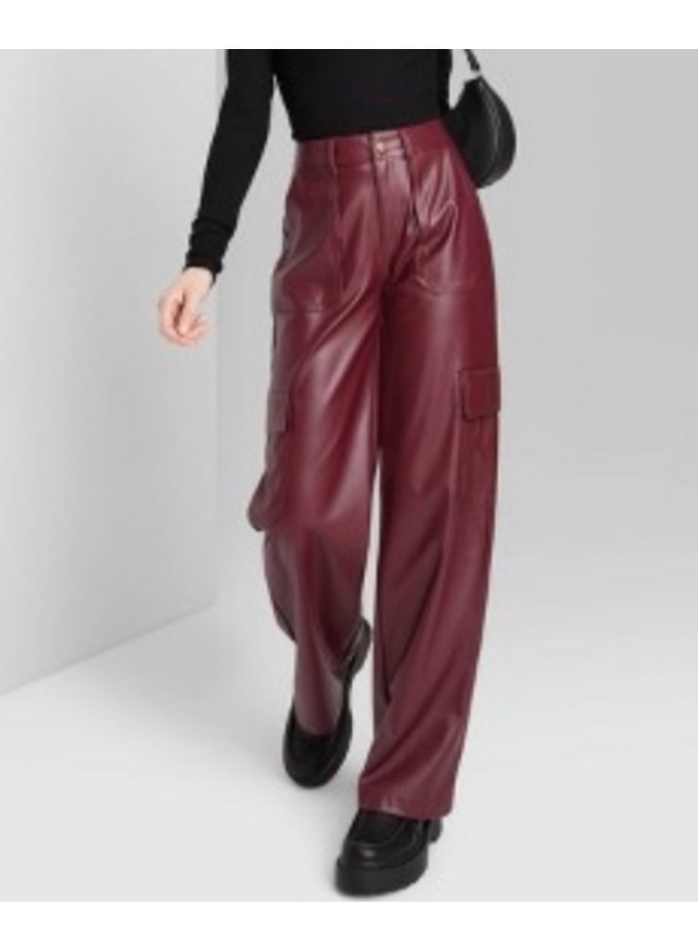 Wild Fable M Wild fable vegan leather burgundy cargo pants size medium